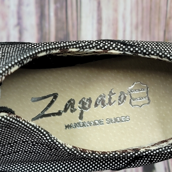 Zapato Black and White Microdot Wingtip Oxfords - Picture 8 of 11